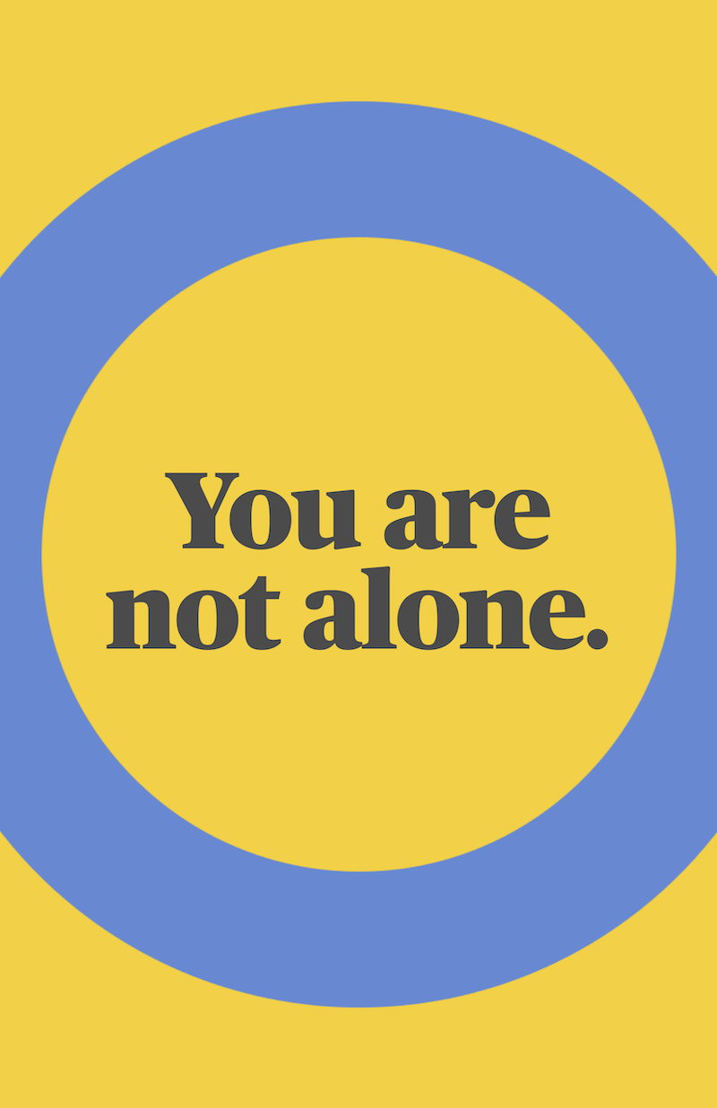 Backcover of the book: You are never alone inside a blue circle